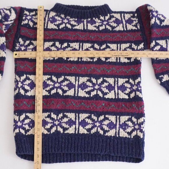 VTG '80S Rey Wear Purple Maroon Wool Cottagecore Chunky Knit Crewneck Sweater XL - Picture 3 of 12